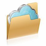 Cloud Computing Concept - Cloud in Computer Folder, isolated on white, vector icon