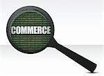 commerce under a magnify glass illustration design