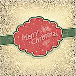 Merry Christmas vintage card with snowy pattern. Vector illustration, EPS10.