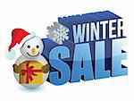 winter sale snowman sign illustration design over a white background