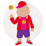 Vector illustration of a little boy with a candy.