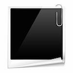 Photo frame with curl and paper clip, vector eps10 illustration