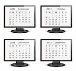 2013 calendar on the screen of computer monitor, vector eps10 illustration
