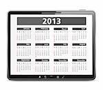 2013 calendar on the screen of tablet computer, vector eps10 illustration