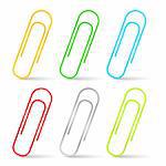 Set of color paper clips, vector eps10 illustration