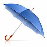 High Detailed Blue Umbrella, isolated on white background, vector illustration