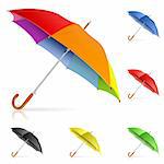 Recueillir haute parapluies colorés détaillée, isolé sur fond blanc, illustration vectorielle