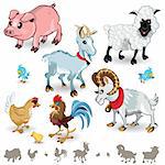 An Illustration of Farm Animals Collection Set.  Useful As Icon, Illustration And Background For Farming  Theme.