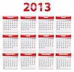 Calendar for 2013 year in French. Vector illustration