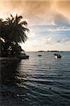 Boat on Water at Sunset, South West Coast of Aruba, Lesser Antilles, Caribbean