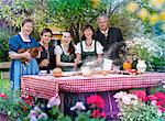 Family in traditional Bavarian clothes