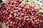 Close up of pile of lychee fruit