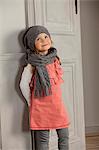 Smiling girl wearing hat and scarf