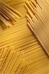 Close up of dry spaghetti noodles