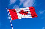 Canadian Flag Waving against Blue Sky, Halifax, Nova Scotia, Canada