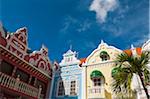 Dutch Colonial Buildings and Palm Trees, Oranjestad, Aruba, Lesser Antilles, Dutch Antilles