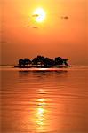 Tiny island on Lake Shinji at sunset, Shimane Prefecture