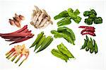 Various types of vegetables against white background