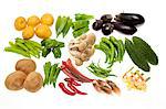 Various types of vegetables against white background