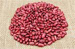 Red kidney beans on hemp cloth