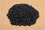 Black soybeans on hemp cloth