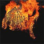 Bushman Hut on Fire