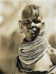 Portrait of Masai Woman Wearing Beads around Neck, Tanzania