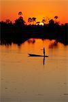 Person auf einem Boot Botswana, Afrika