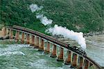 Train traversant le pont, rivière Kaaimans, Western Cape, Afrique du Sud