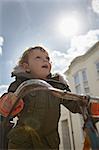 Mod toddler boy on retro bicycle