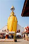 The 32 metre tall gold Buddha statue at Wat Intharawihan, (Temple of the Standing Buddha), Bangkok, Thailand, Southeast Asia, Asia