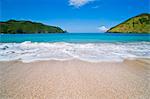 White sands, blue sea and blue sky at Mawun Beach in the South of Lombok, Indonesia, Southeast Asia, Asia