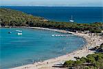 An aerial view of Rondinara Beach near Bonifacio in Corsica, France, Mediterranean, Europe