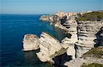 The Haute Ville perched on limestone cliffs in Bonifacio, Corsica, France, Mediterranean, Europe