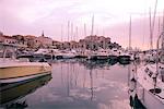 Yachts in the harbour below the citadel in the town of Calvi in the Haute-Balagne region of Corsica, France, Mediterranean, Europe