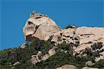 Le Lion de Roccapina, une formation rocheuse dans le golfe de Roccapina, dans la région du Sartenais du Sud-Ouest France, Corse, Méditerranée, Europe