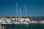 Yachts in the harbour in St. Florent, Corsica, France, Mediterranean, Europe