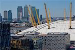 O2 Arena, with Canary Wharf behind, London, England, United Kingdom, Europe