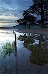 Lever du soleil, l'eau Derwent, Parc National de Lake District, Cumbria, Angleterre, Royaume-Uni, Europe