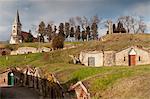 Wine cellars at wine cellar Straz location below Church of St. Gilles at village of Vrbice, Brnensko, Czech Republic, Europe