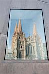 Reflection in window of St. Pauls Cathedral, Melbourne, Victoria, Australia, Pacific