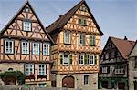 Medieval timbered and brick infill houses in Marbach am Neckar, Baden Wurttemberg, Germany, Europe