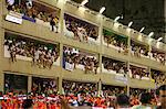 Spectators at the Carnival parade at the Sambodrome, Rio de Janeiro, Brazil, South America