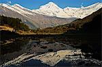 Dhaulagiri Himal von Titi, Annapurna Conservation Area, Dhawalagiri (Dhaulagiri), Western Region (Pashchimanchal), Nepal, Himalaya, Asien gesehen