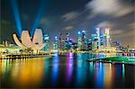 Art Science Museum and city skyline from Marina Bay, Singapore, Southeast Asia, Asia