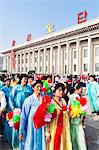 Célébrations à l'occasion du centenaire de la naissance du Président Kim Il Sung le 15 avril 2012, Pyongshong, satellite de la ville à l'extérieur de Pyongyang, République de Corée (RPDC populaire démocratique), la Corée du Nord, Asie