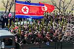 Défilé militaire pendant les célébrations de rues sur le 100e anniversaire de la naissance du Président Kim Il Sung, le 15 avril 2012, Pyongyang, République de Corée (RPDC), la Corée du Nord, Asie populaire démocratique