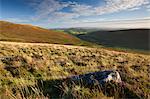 Regardant vers le bas en bas Challacombe de Grimspound, Parc National de Dartmoor, Devon, Angleterre, Royaume-Uni, Europe