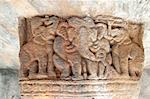 Detail of carving inside one of the 18 Udayagiri caves, used as residences for Jain monks 2000 years ago, Bhubaneshwar, Orissa, India, Asia