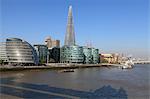 South Bank avec l'hôtel de ville, Shard London Bridge et plus Londres bâtiments, Londres, Royaume-Uni, Europe